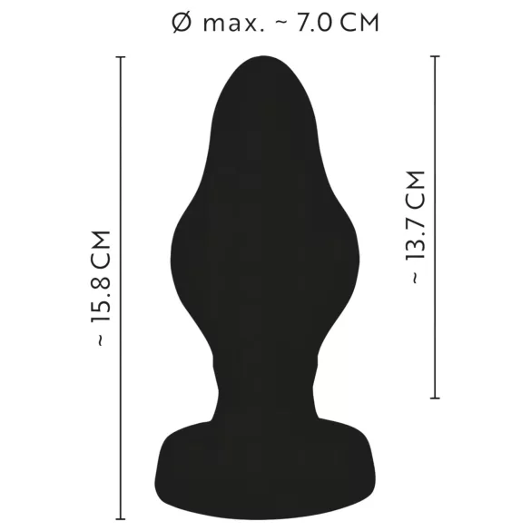 ANOS - ribbed soft butt plug - 7 cm (black)