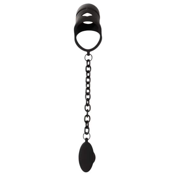 Black Velvet - Silicone Chastity Cage with Anal Plug (Black)