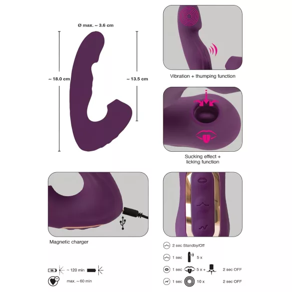Javida - 4-in-1 clitoral vibrator (purple)