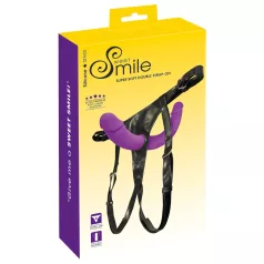 SMILE - Adjustable Double Dildo with Base (Purple-Black)