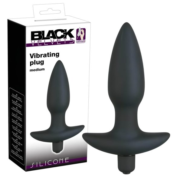 Black Velvet Vibrating Anal Plug - Medium