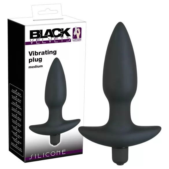 Black Velvet Vibrating Anal Plug - Medium