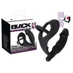   Black Velvet - Vibrating Anal Toy with Penis & Scrotum Rings (Black)