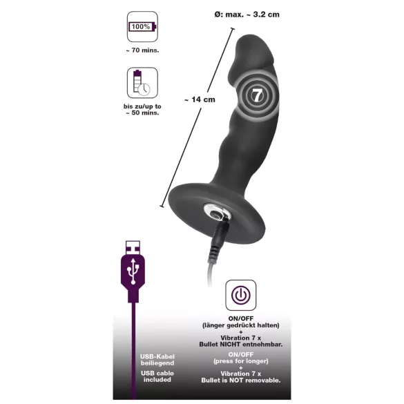 Black Velvet - Rechargeable Penis Anal Vibrator (black)