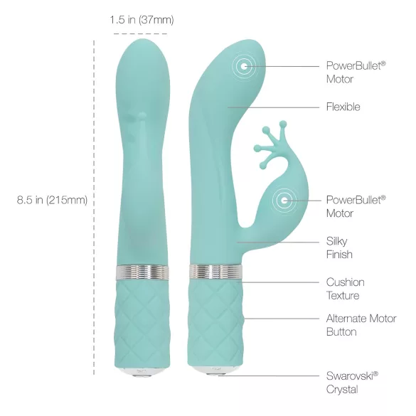 Pillow Talk Kinky - rechargeable, dual‑motor G‑spot vibrator (turquoise)