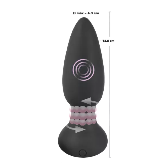 Black Velvet - Rotating Beaded Anal Vibrator (Black)