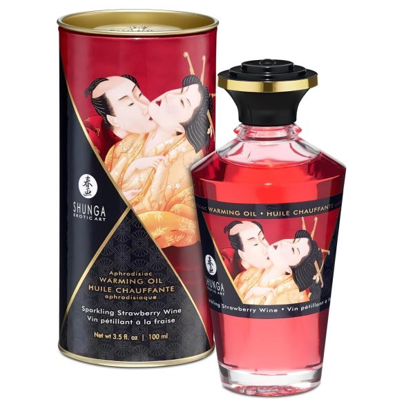 Shunga - Warming Massage Oil - Champagne Strawberry (100ml)