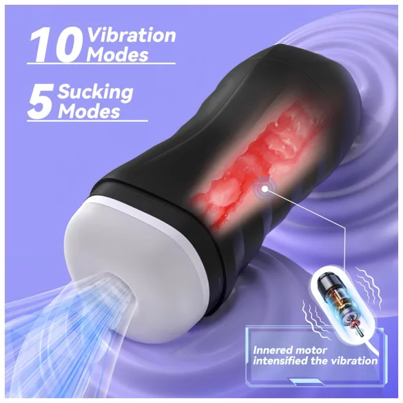 AlvUp - suction and vibrating masturbator (black)