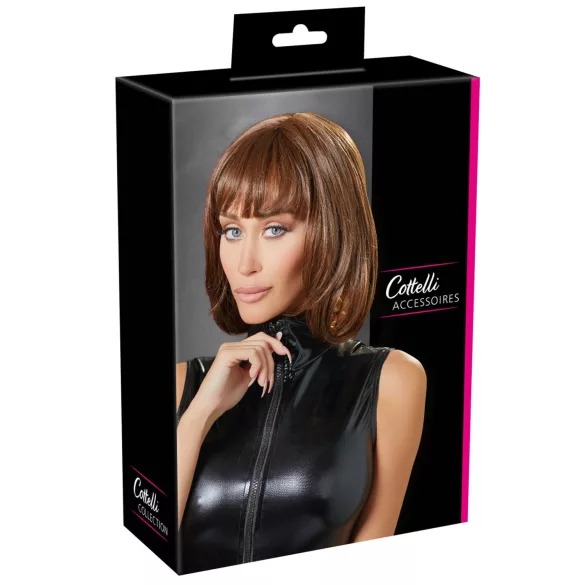 Cottelli - Mid-Length Brown Bob Wig with Bangs