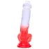 Sunfo - Suction Cup Dildo with Testicles - 21cm (Clear-Red)