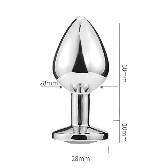 Sunfo - Metal Anal Plug with Heart-Shaped Gem (Silver-Pink)