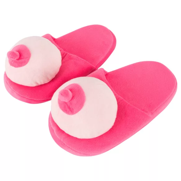 Plush Pink Slippers - Boob-Shaped