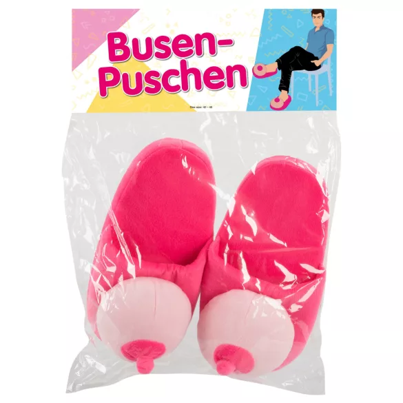 Plush Pink Slippers - Boob-Shaped