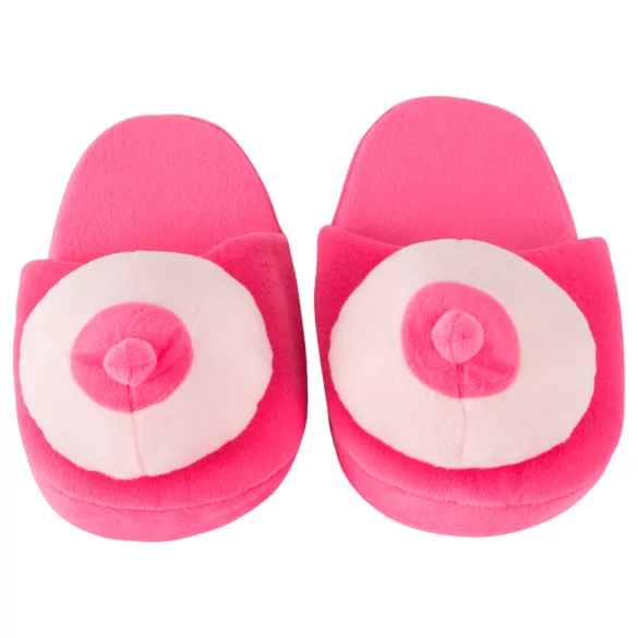 Plush Pink Slippers - Boob-Shaped