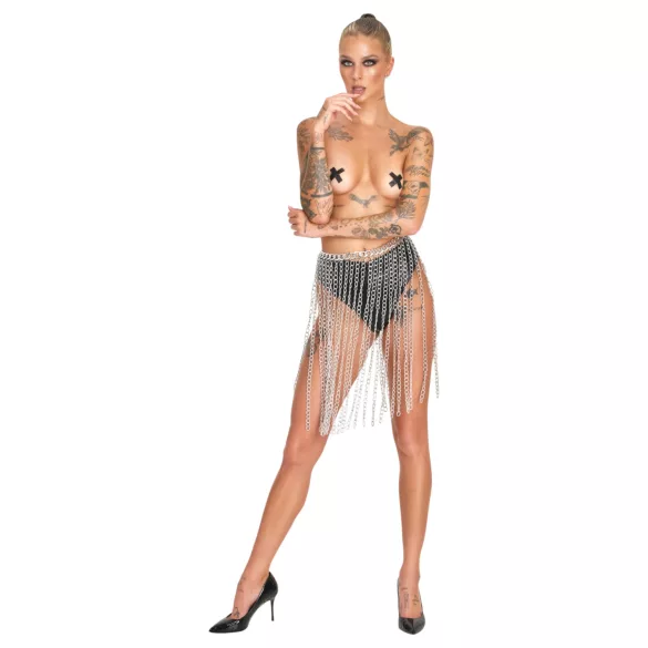 Bad Kitty - chain-link collar and belt (silver)