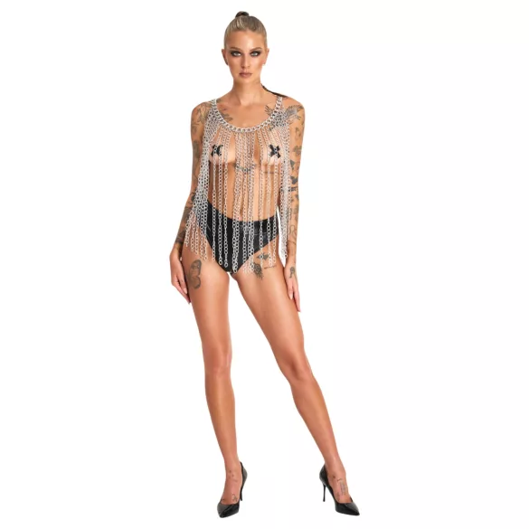 Bad Kitty - chain-link collar and belt (silver)