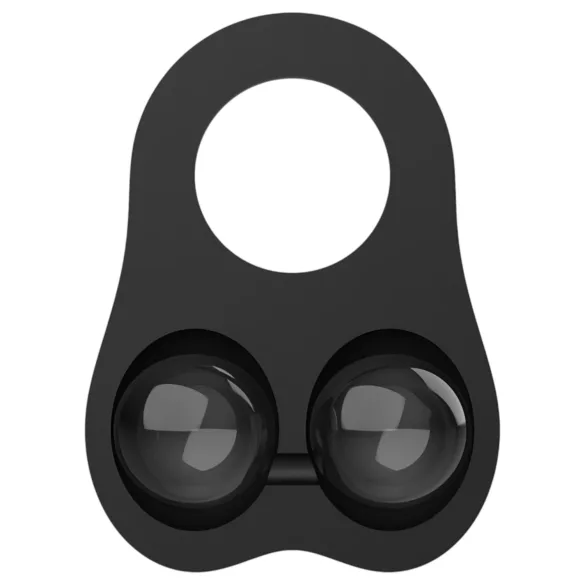 Pulselock Taur - silicone penis and testicle ring with glass beads (black)