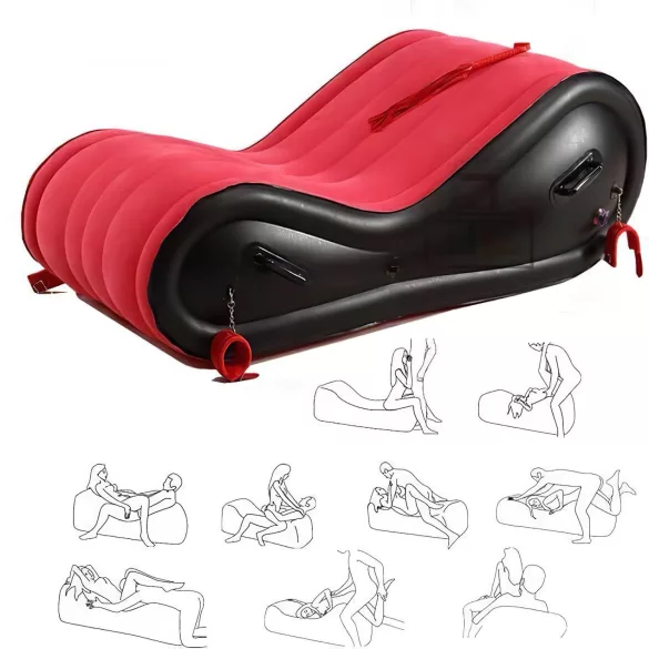 Magic Pillow - Inflatable BDSM Sex Furniture with Cuffs - Large (Red)