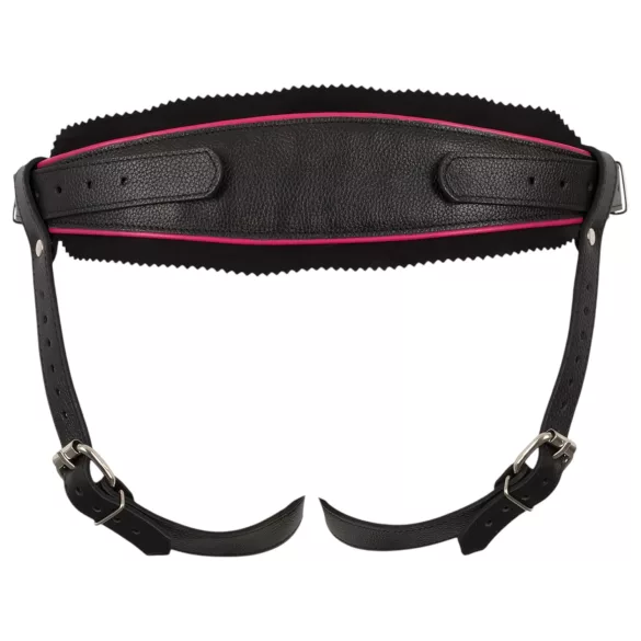ZADO - leather bottom harness for strap-on dildo, BDSM (black, S-L)