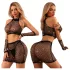 JSY 011 - shimmering mesh lingerie set (black)