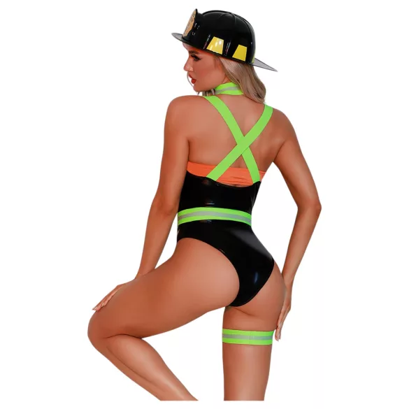 JSY 084 - female firefighter costume (black and green)