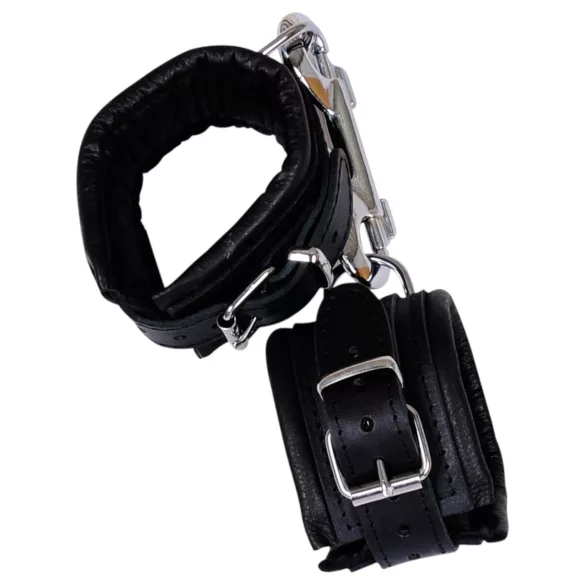 ZADO - Leather Wrist Cuffs with Carabiner (Black)