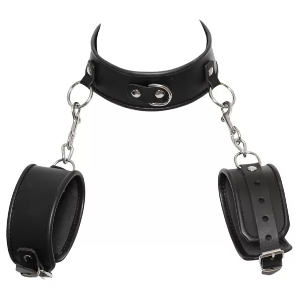 ZADO - Black Leather Collar with Cuffs