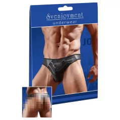   Svenjoyment - Shiny men's thong with transparent insert (black)