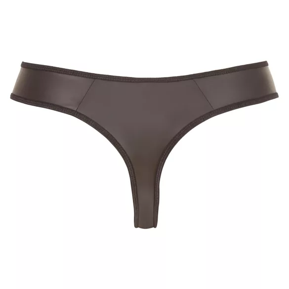 Svenjoyment - Shiny Men's Thong with Rhinestone Zipper (Black) - L