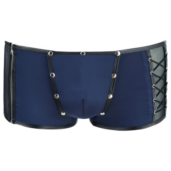 NEK - Blue Boxer Briefs with Black Lace-Up and Mesh Panels - M