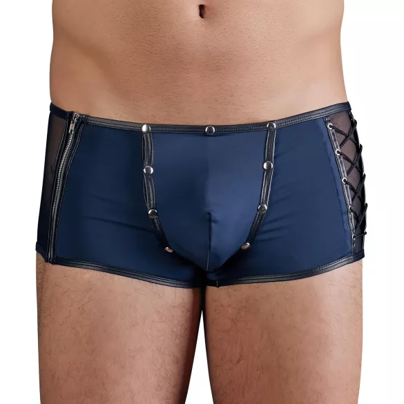 NEK - Blue Boxer Briefs with Black Lace-Up and Mesh Panels - L