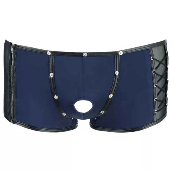 NEK - Blue Boxer Briefs with Black Lace-Up and Mesh Panels - L