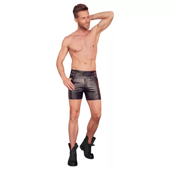 NEK - Men's Long Black Shorts with Metal Buckle - M