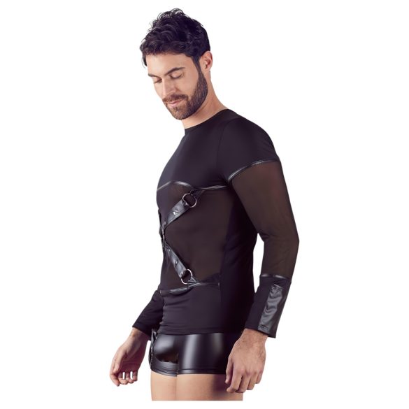NEK - Cross-Strap Long Sleeve Men's Top (Black) - L