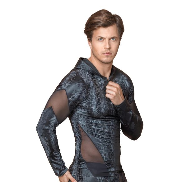 NEK - Men's Black Hoodie with Snake Print - L