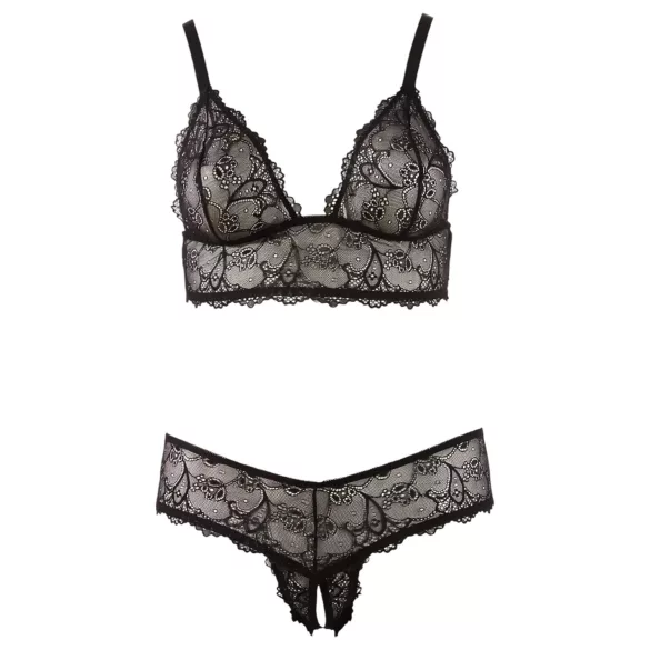 Cottelli Plus Size - Lace Lingerie Set (Black) - XXL