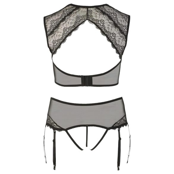 Cottelli Plus Size - Rhinestone Lace Lingerie Set (Black)