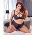 Cottelli Plus Size - Cross Strap Bra & Panty Set (Black)
