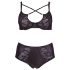 Cottelli Plus Size - Cross Strap Bra & Panty Set (Black) - 85E/L