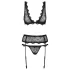 Obsessive Emperita - Black Lingerie Set with Delicate Embroidery - L/XL