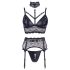 Cottelli Bondage - Lace Lingerie Set with Cuffs (Black) - L