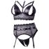 Cottelli Bondage - Lace Lingerie Set with Cuffs (Black) - XL