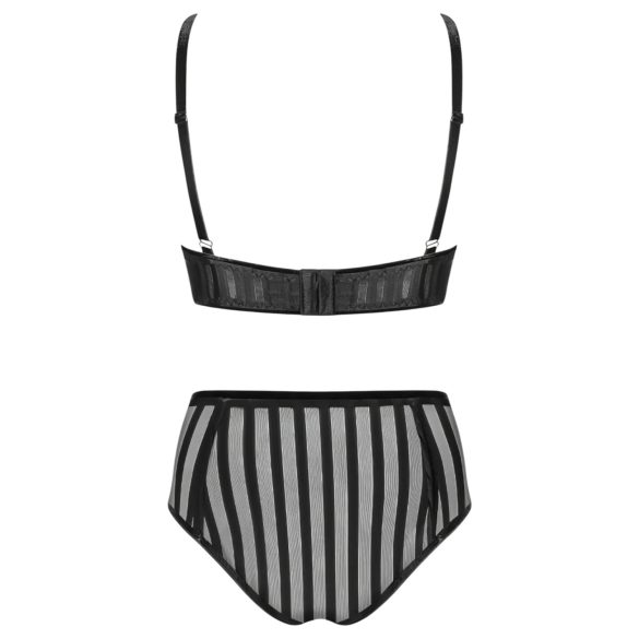 Petite Noir Exclusive - Black Striped Bra Set