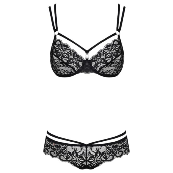 Obsessive 860-SET-1 - Rosy Lace Bra Set (Black)