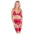 Abierta Fina - Sparkling Chain Lingerie Set (Red) - L