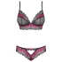 Obsessive Tulia - lace lingerie set (black‑pink)