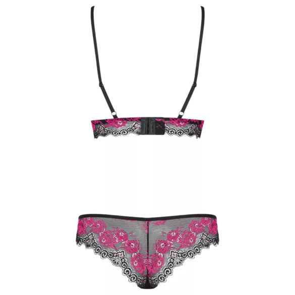 Obsessive Tulia - lace lingerie set (black‑pink)