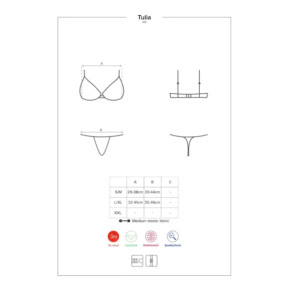 Obsessive Tulia - lace lingerie set (black‑pink)