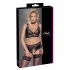 Cottelli Curves - Shiny Lingerie Set (Black) - 2XL