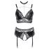 Cottelli Curves - Shiny Lingerie Set (Black) - 2XL